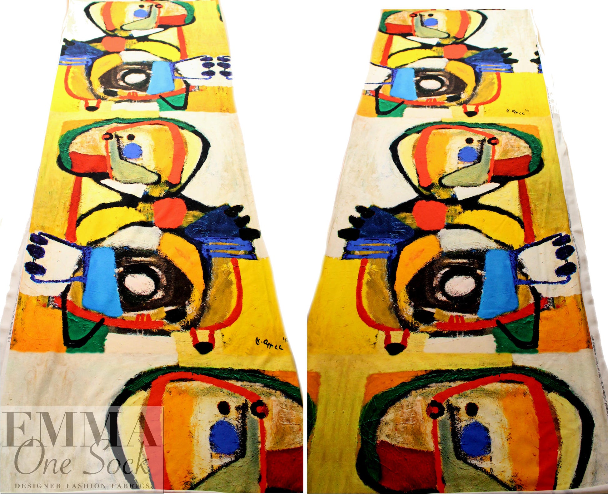 Dutch digital 'cubist duo' cotton/spandex knit panel 2.375 yds - 1 panel