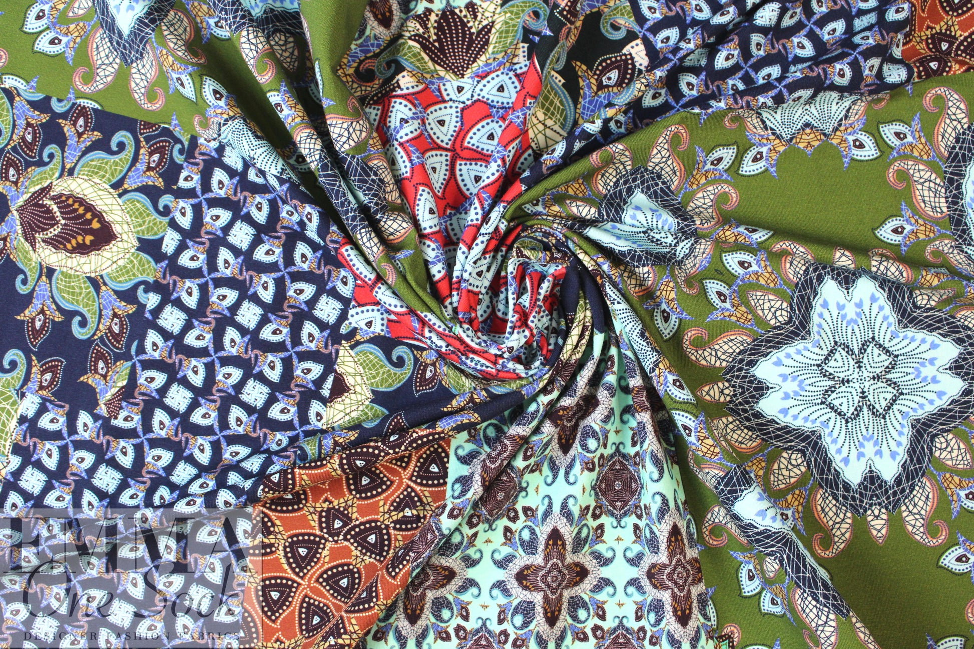 Dutch digital 'deco patchwork' knit Oeko-Tex certified 1.25 yds