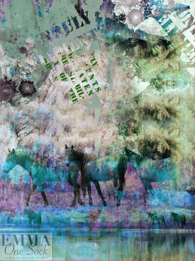 Dutch digital 'wild horses' French terry Oeko-Tex certified panel
