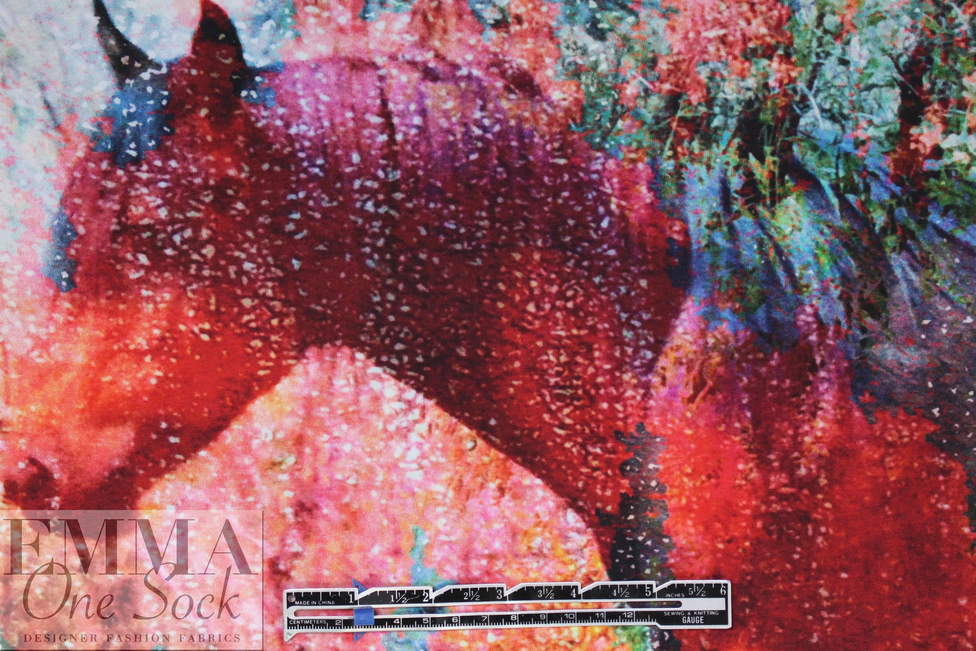 Dutch digital 'wild horses -1' knit Oeko-Tex certified panel  2.125 yds
