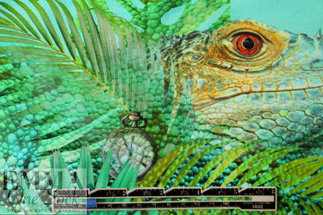 Dutch digital 'lizard life' cotton/spandex knit panel 2 panels