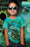 Dutch digital 'lizard life' cotton/spandex knit panel