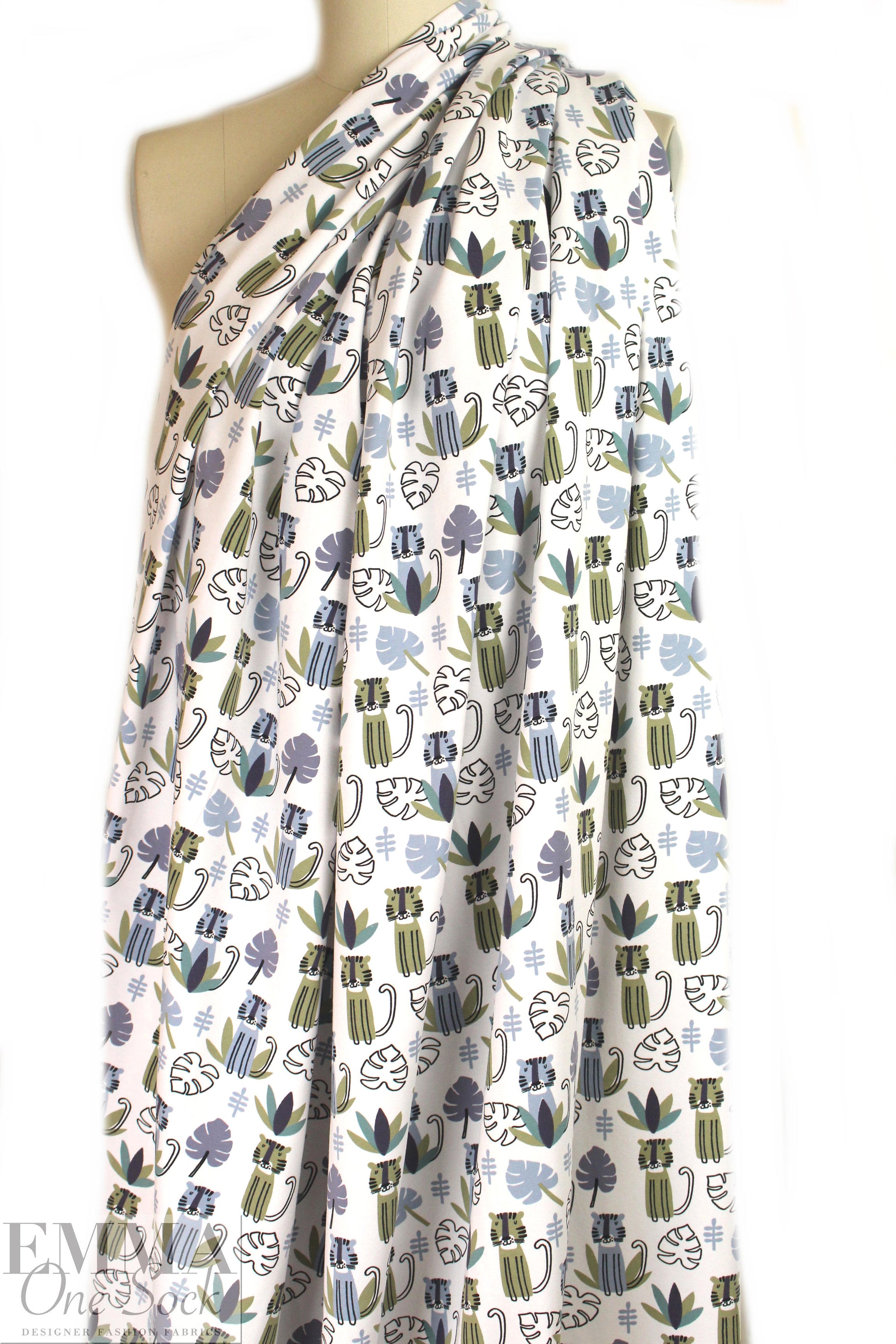 Dutch digital 'kid safari 2' knit Oeko-Tex cert. - blue-gray