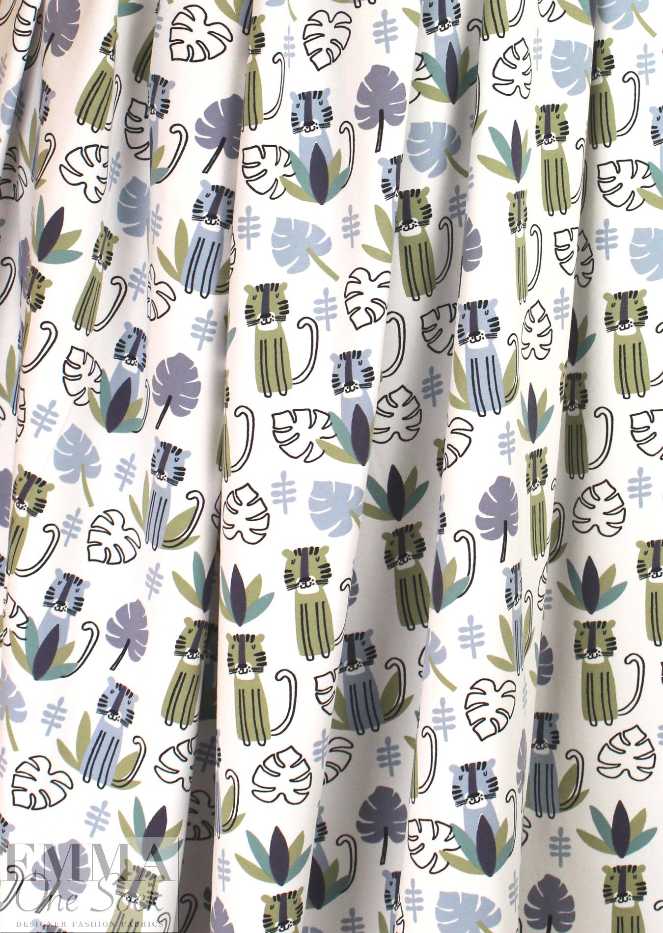 Dutch digital 'kid safari 2' knit Oeko-Tex cert. - blue-gray 1 yard