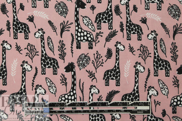 Dutch digital giraffes knit Oeko-Tex cert. - dusty pink 1.25 yds