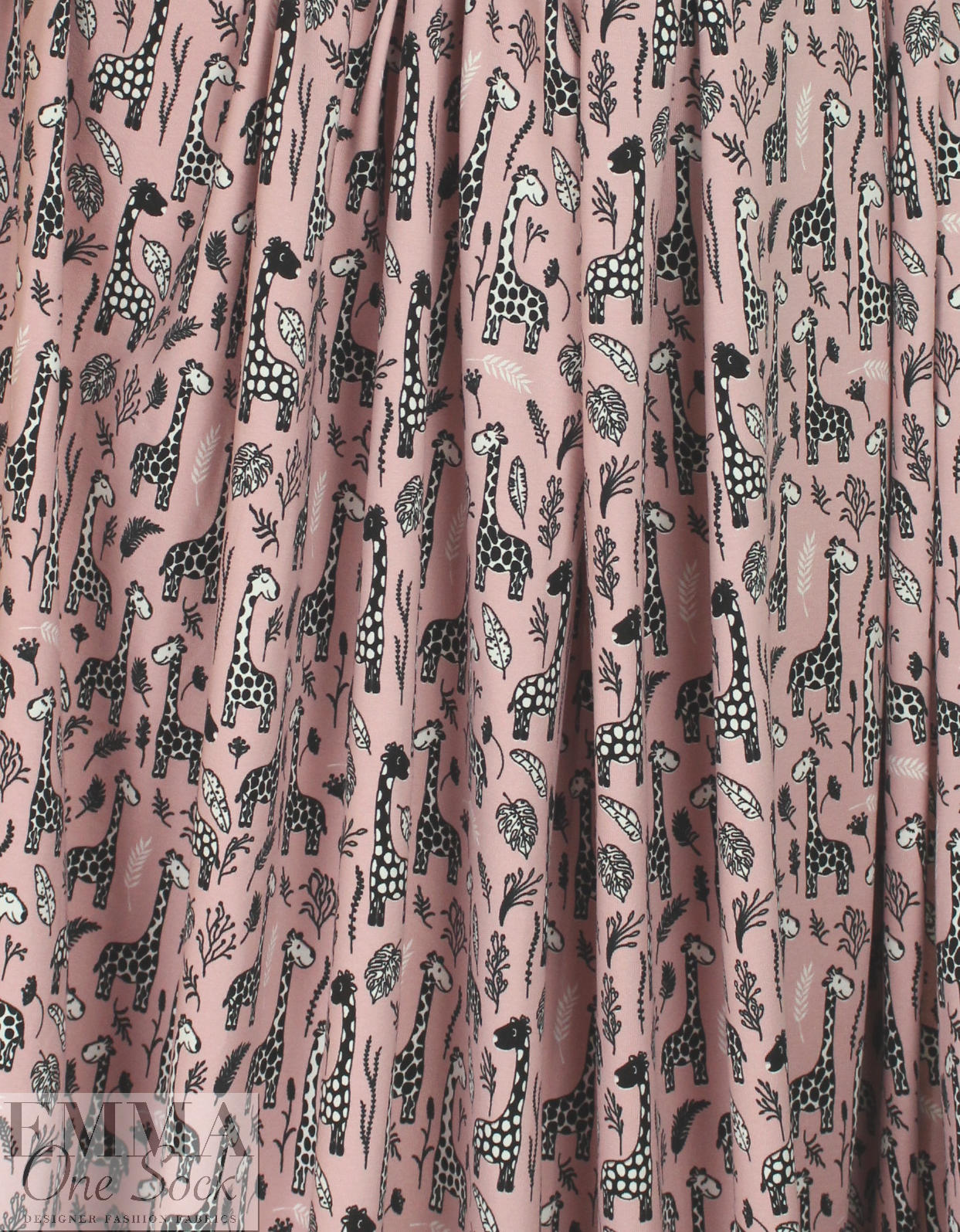 Dutch digital giraffes knit Oeko-Tex cert. - dusty pink 1.25 yds