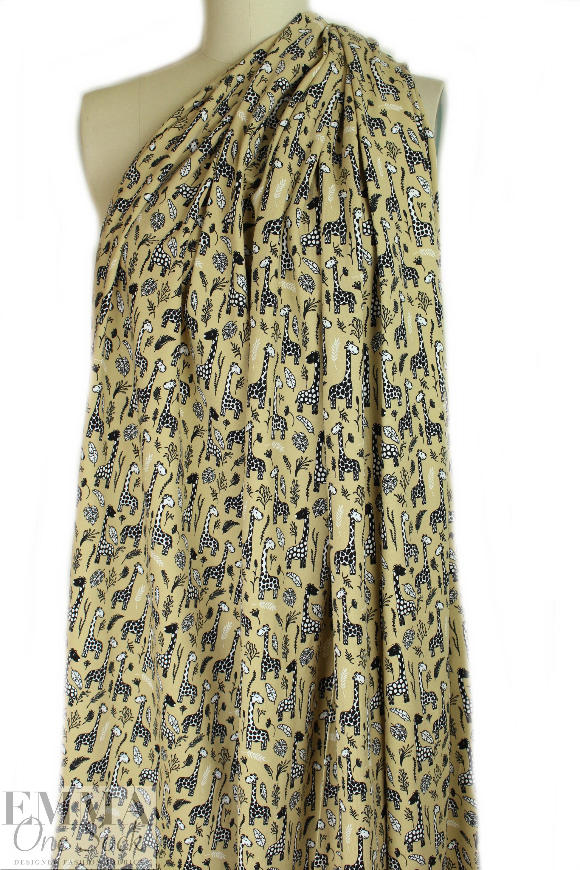 Dutch digital giraffes knit Oeko-Tex cert. - khaki