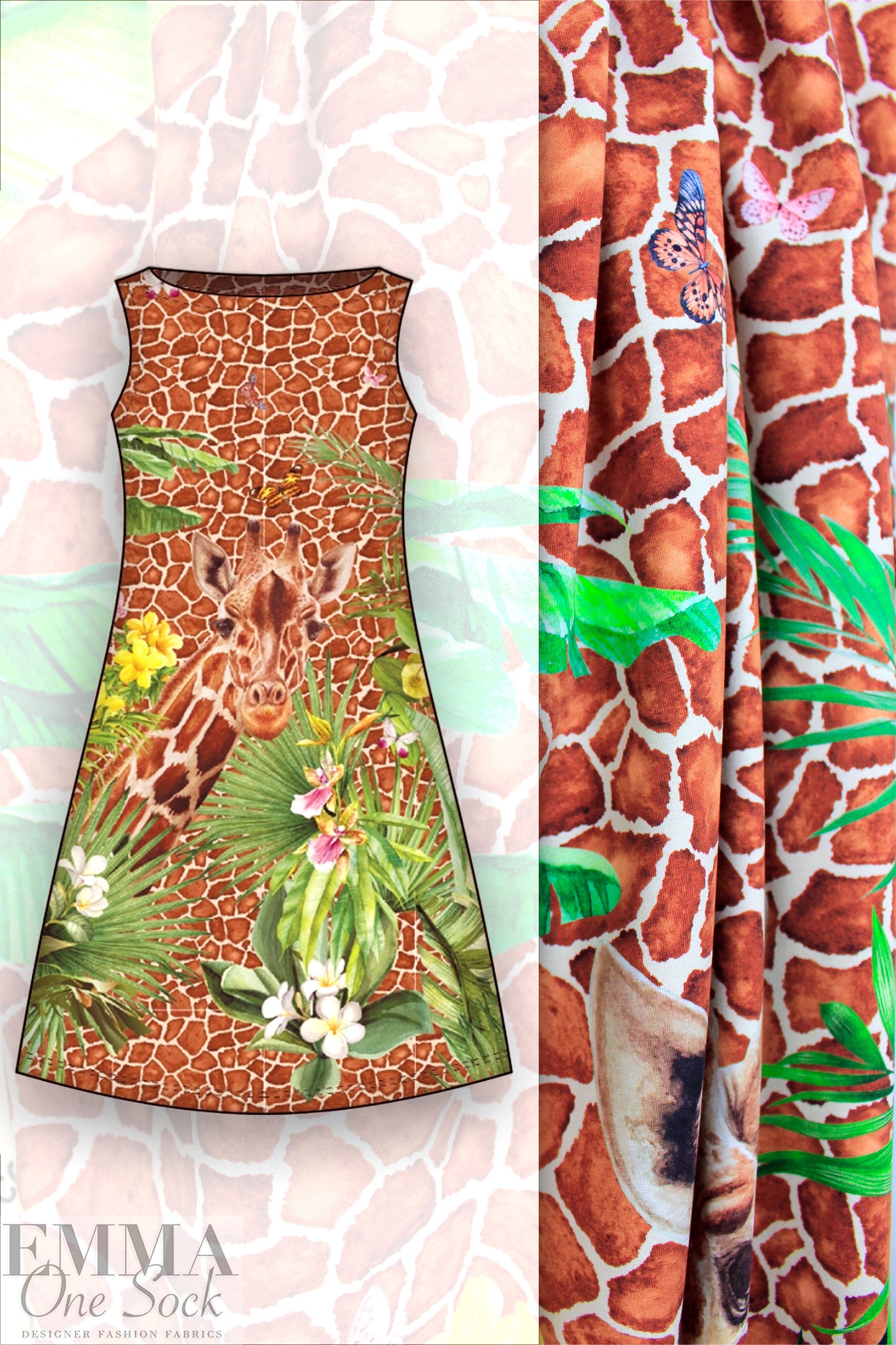 Dutch digital 'jungle giraffe' knit Oeko-Tex certified panel
