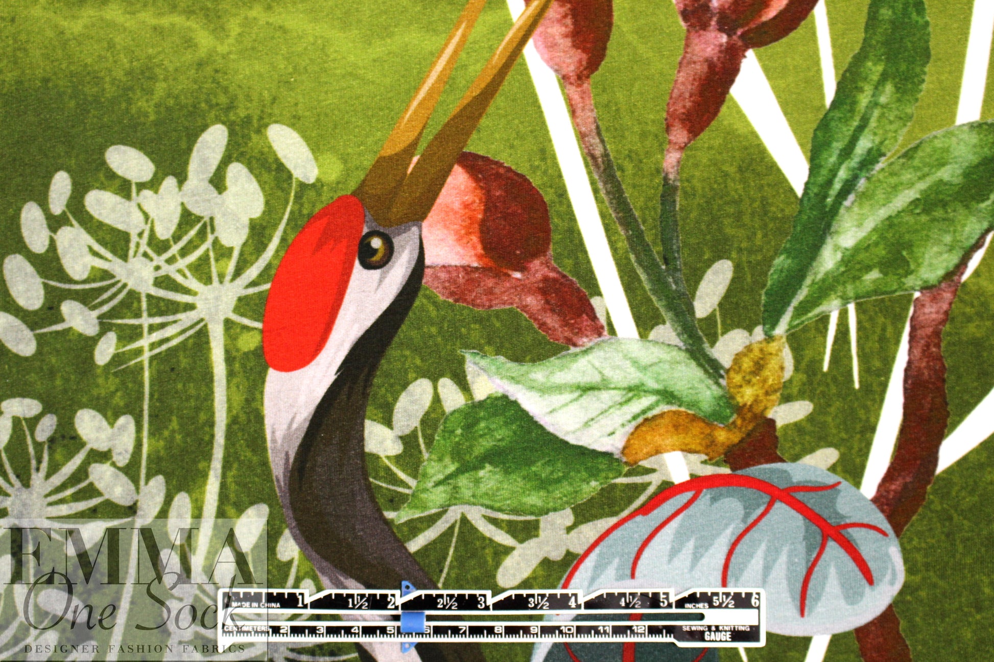 Dutch digital 'aviary paradise' knit Oeko-Tex certified panel
