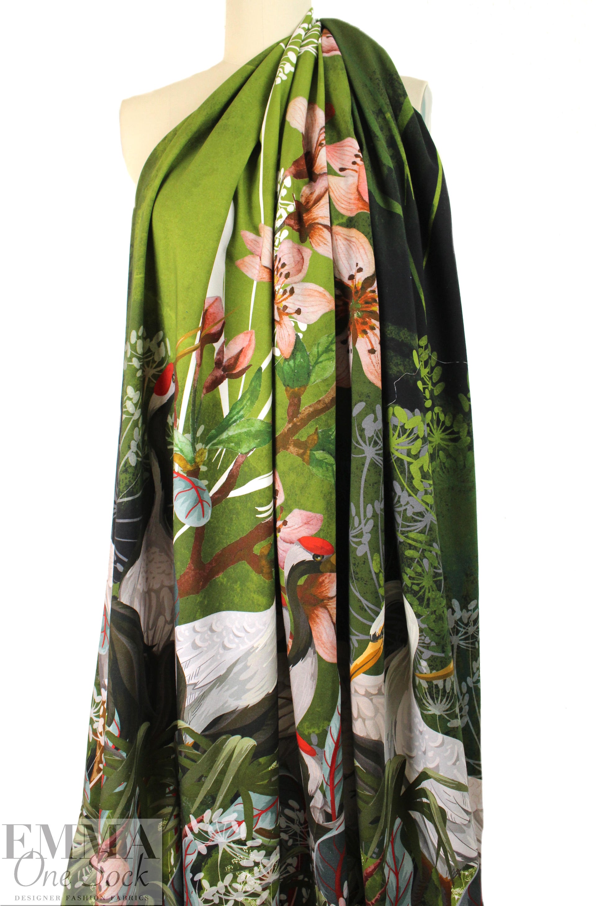 Dutch digital 'aviary paradise' knit Oeko-Tex certified panel