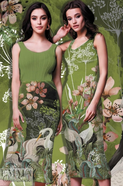 Dutch digital 'aviary paradise' knit Oeko-Tex certified panel
