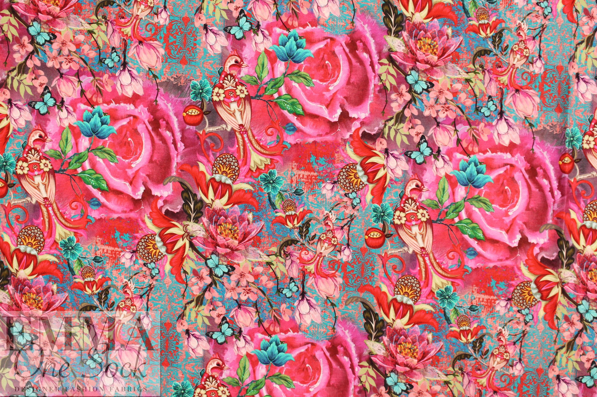 Dutch digital 'pink fantasy' knit Oeko-Tex cert.  1 yard