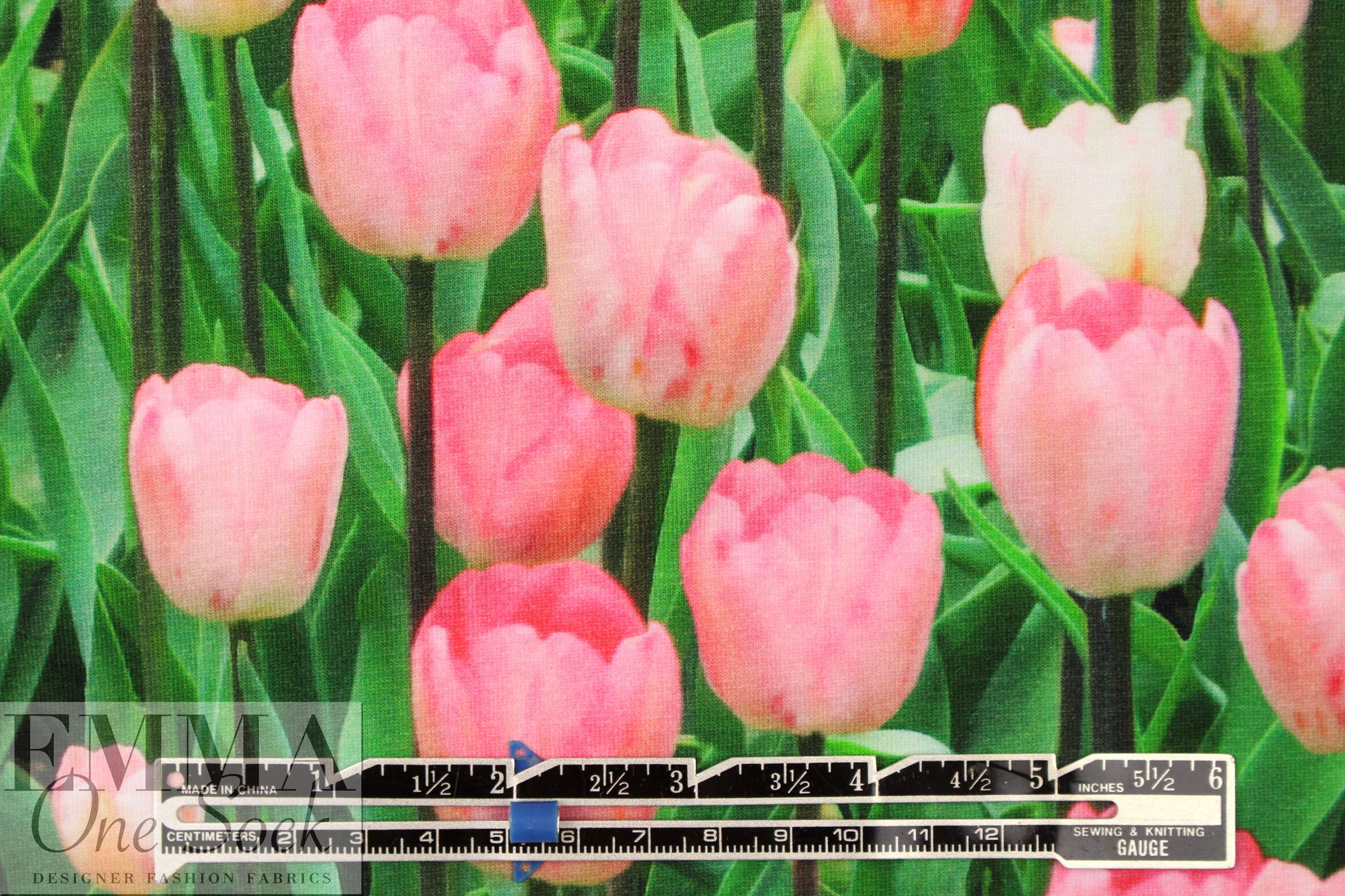 Dutch digital 'tulip season' knit Oeko-Tex cert.  .5 yds