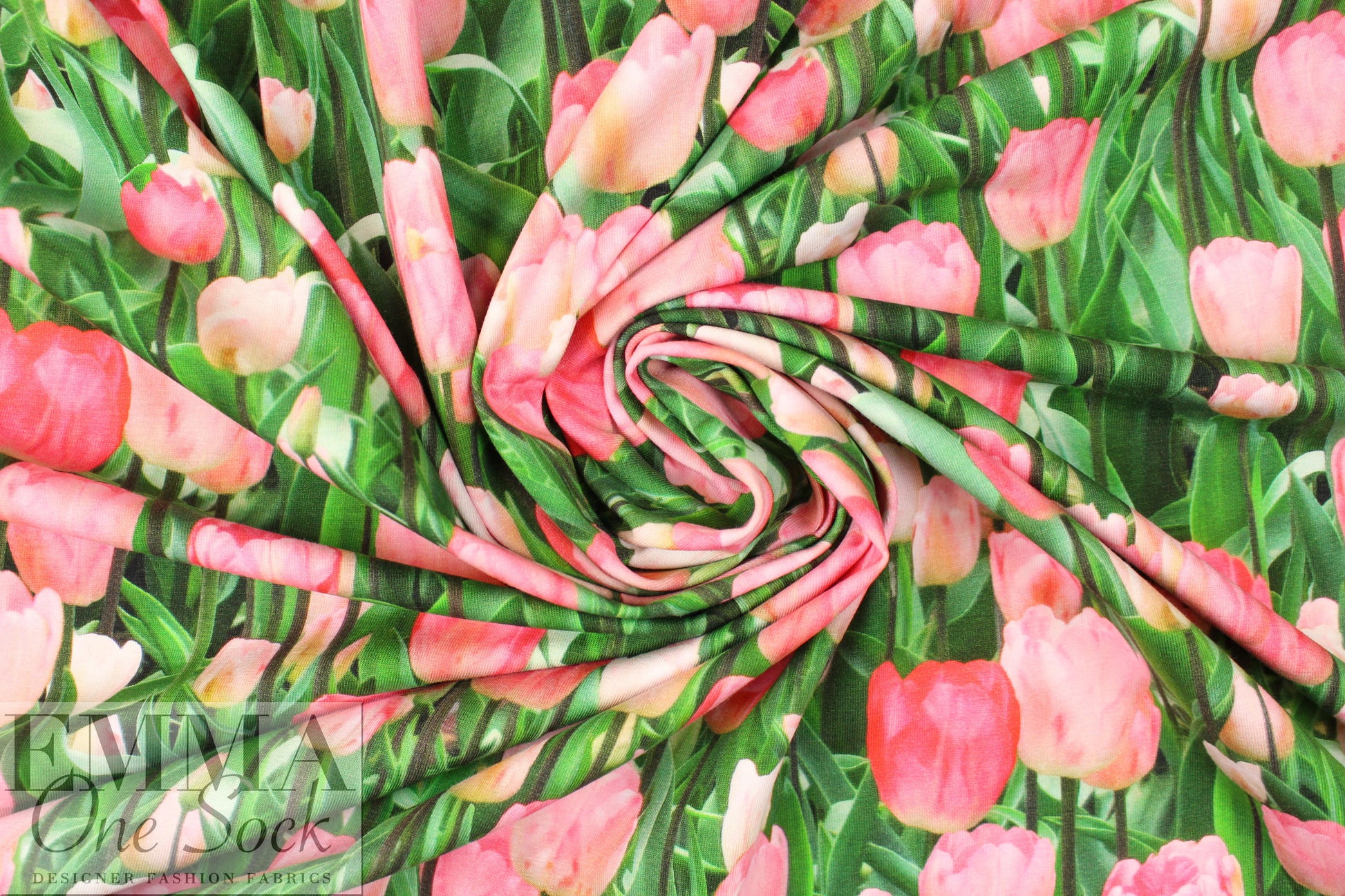 Dutch digital 'tulip season' knit Oeko-Tex cert.  1.125 yds