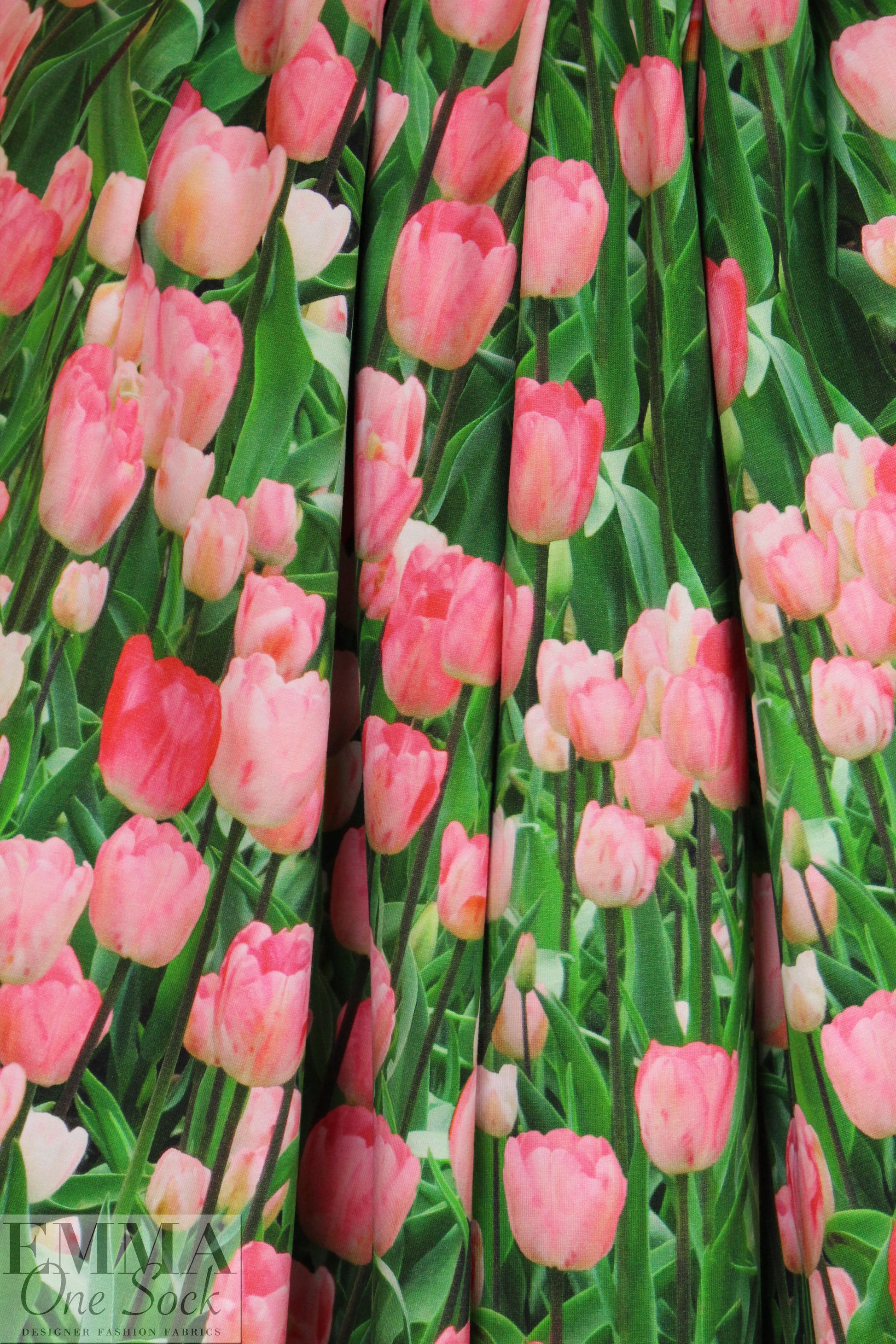 Dutch digital 'tulip season' knit Oeko-Tex cert.  1.125 yds