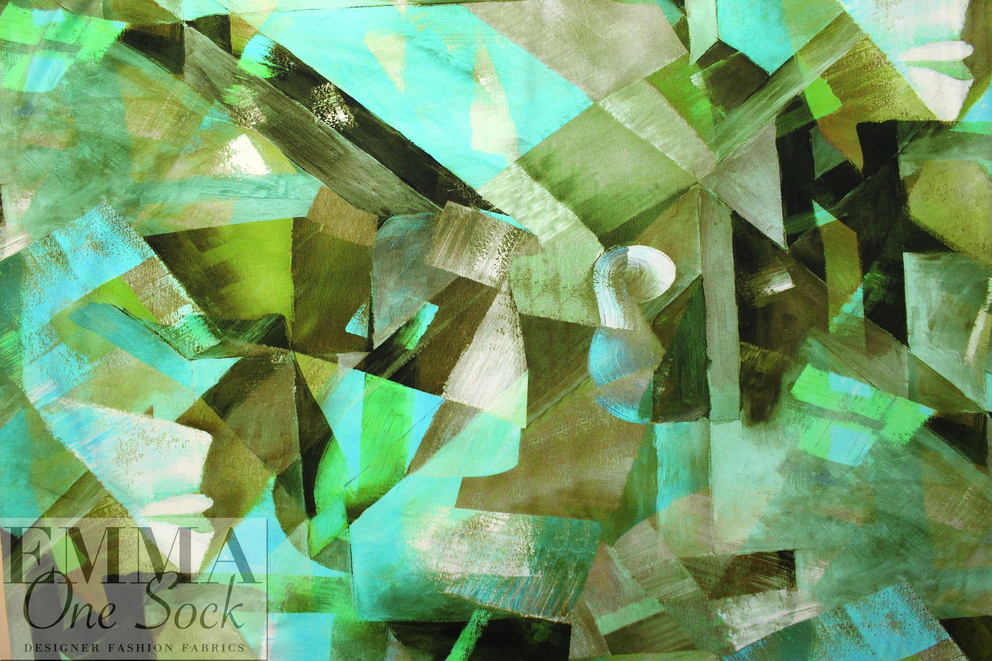 Dutch digital 'brushstrokes' knit Oeko-Tex cert. - greens/aqua