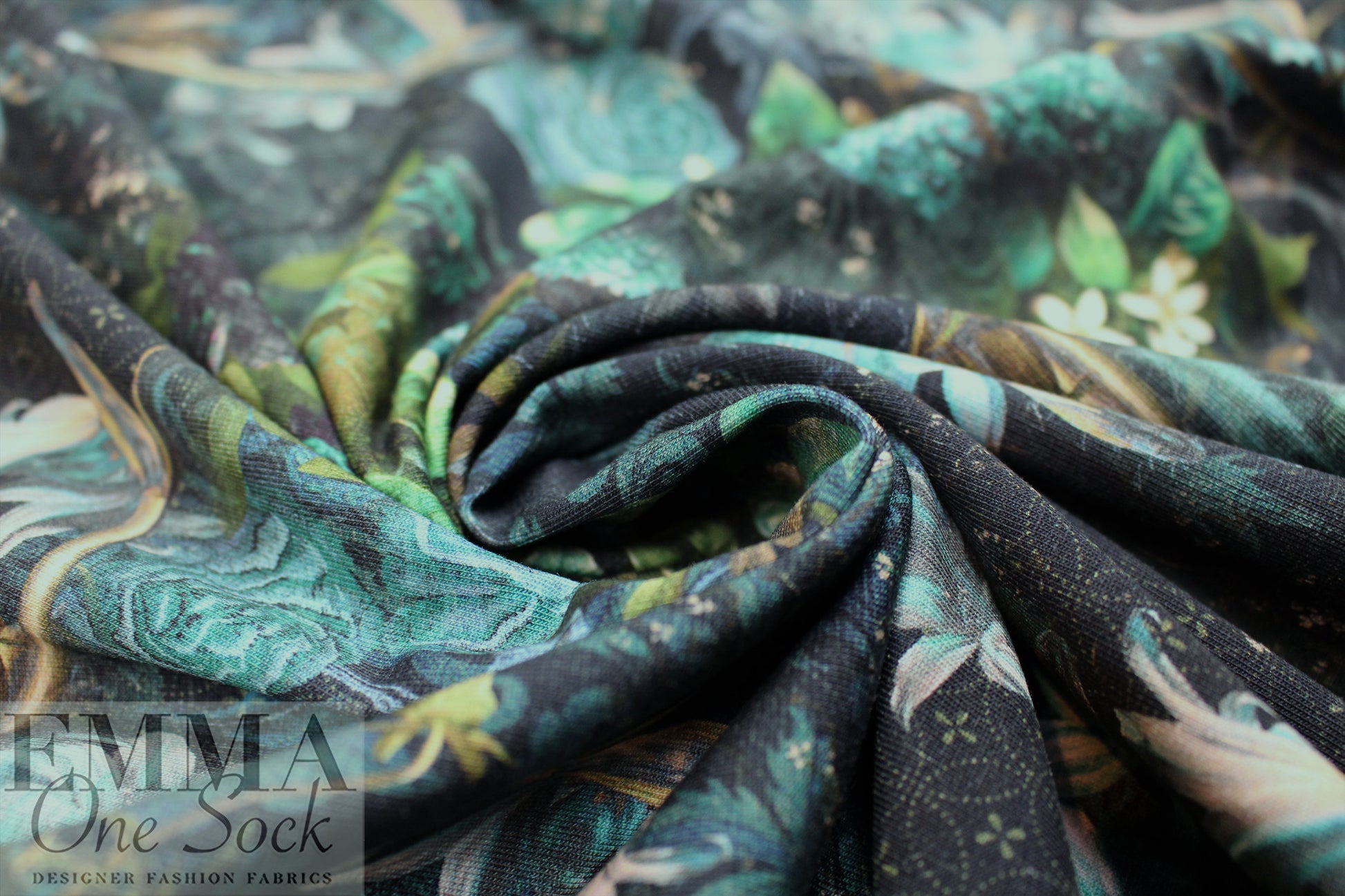 Dutch digital 'night garden' Fr. terry Oeko-Tex certified 1.375 yds