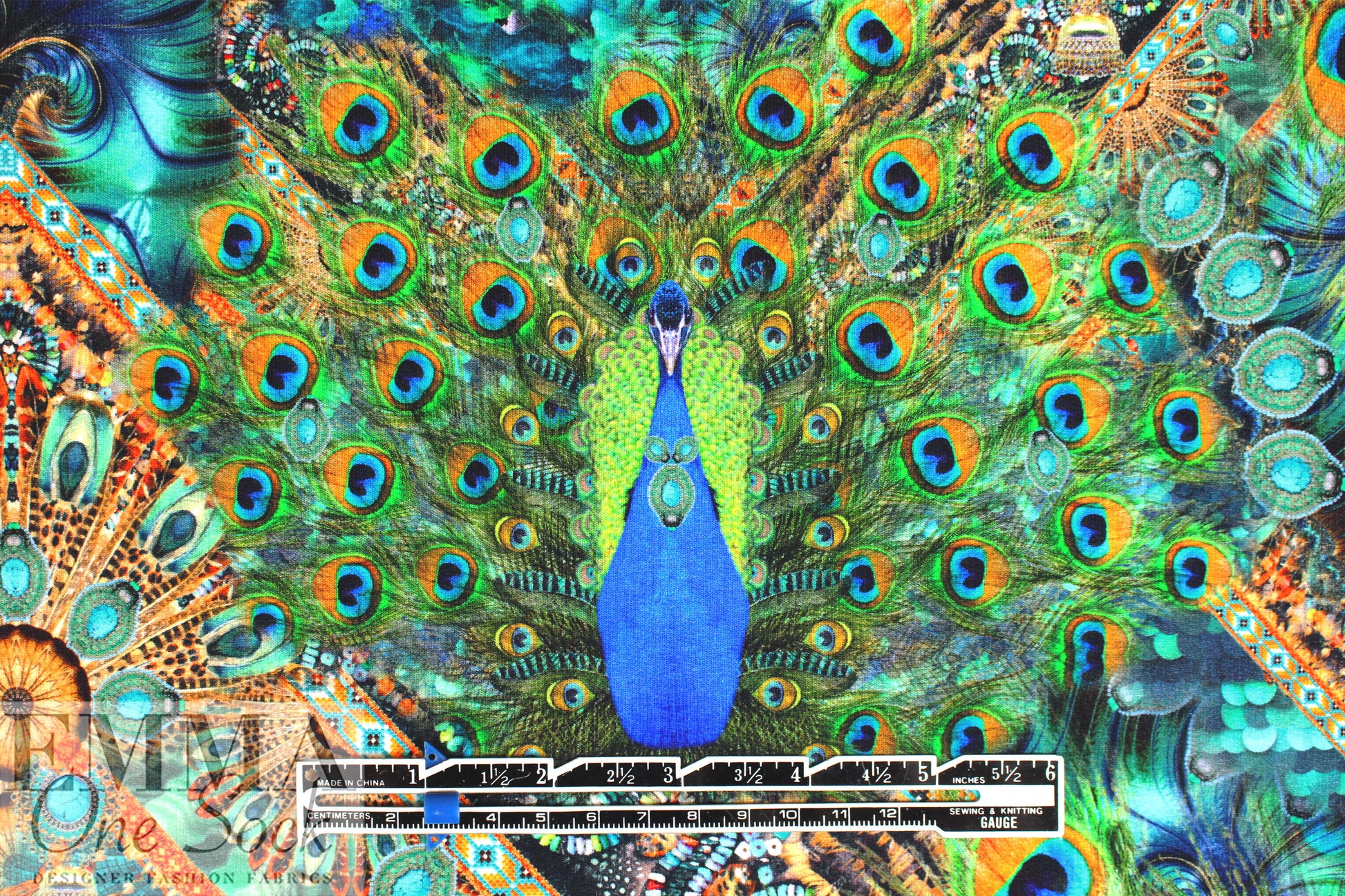 Dutch digital 'peacock' Fr. terry Oeko-Tex certified .5 yds