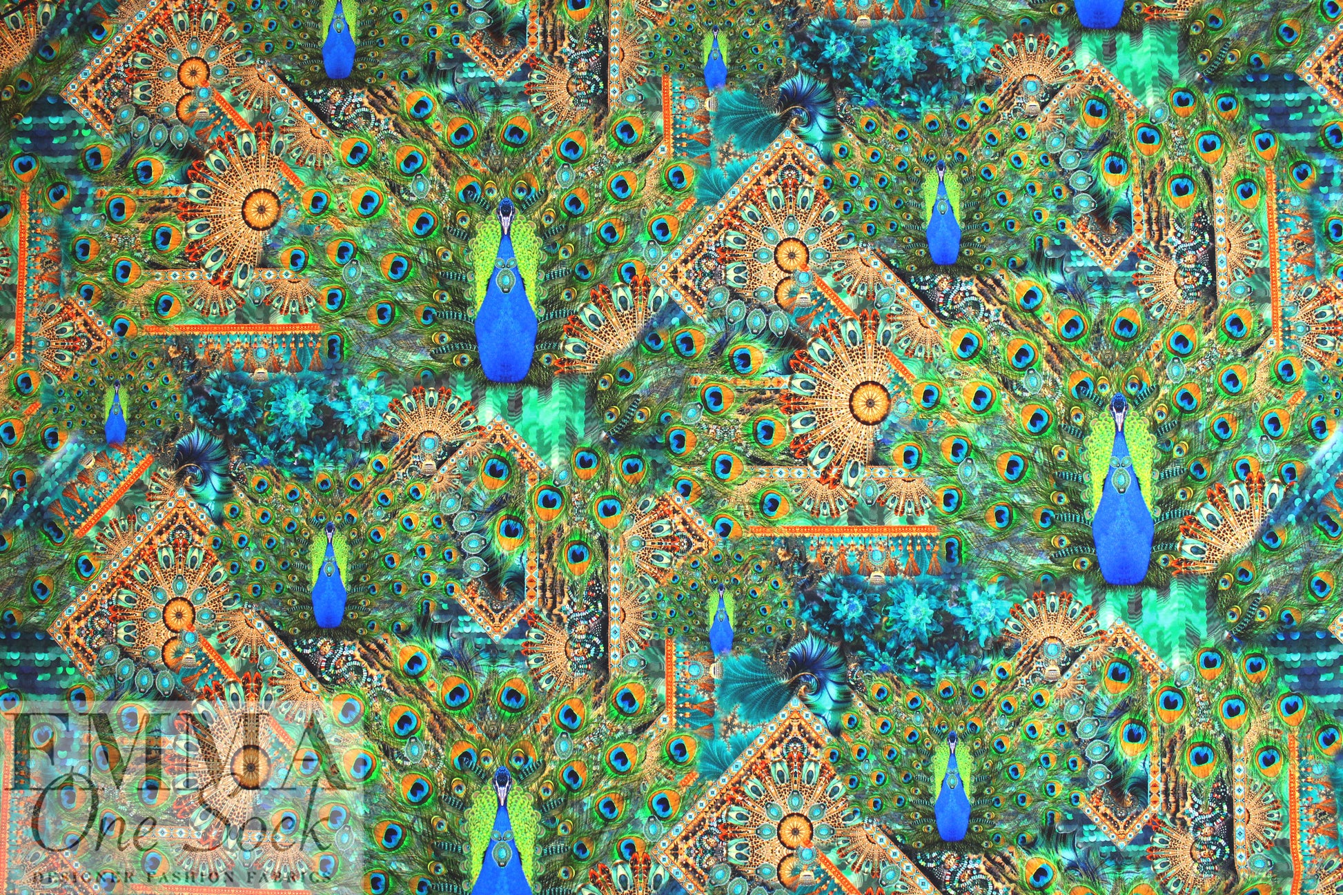 Dutch digital 'peacock' Fr. terry Oeko-Tex certified 1.75 yds