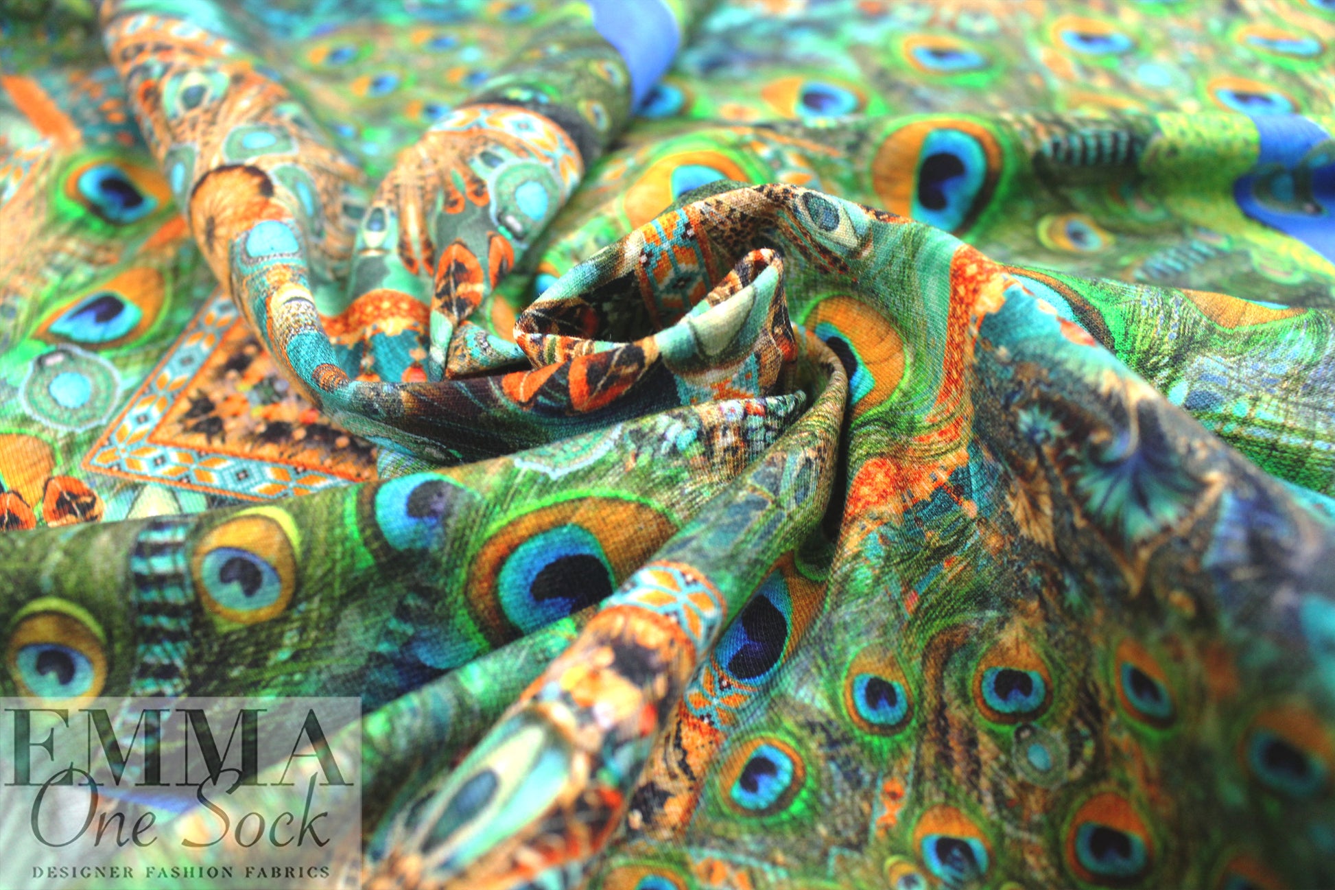 Dutch digital 'peacock' Fr. terry Oeko-Tex certified .5 yds