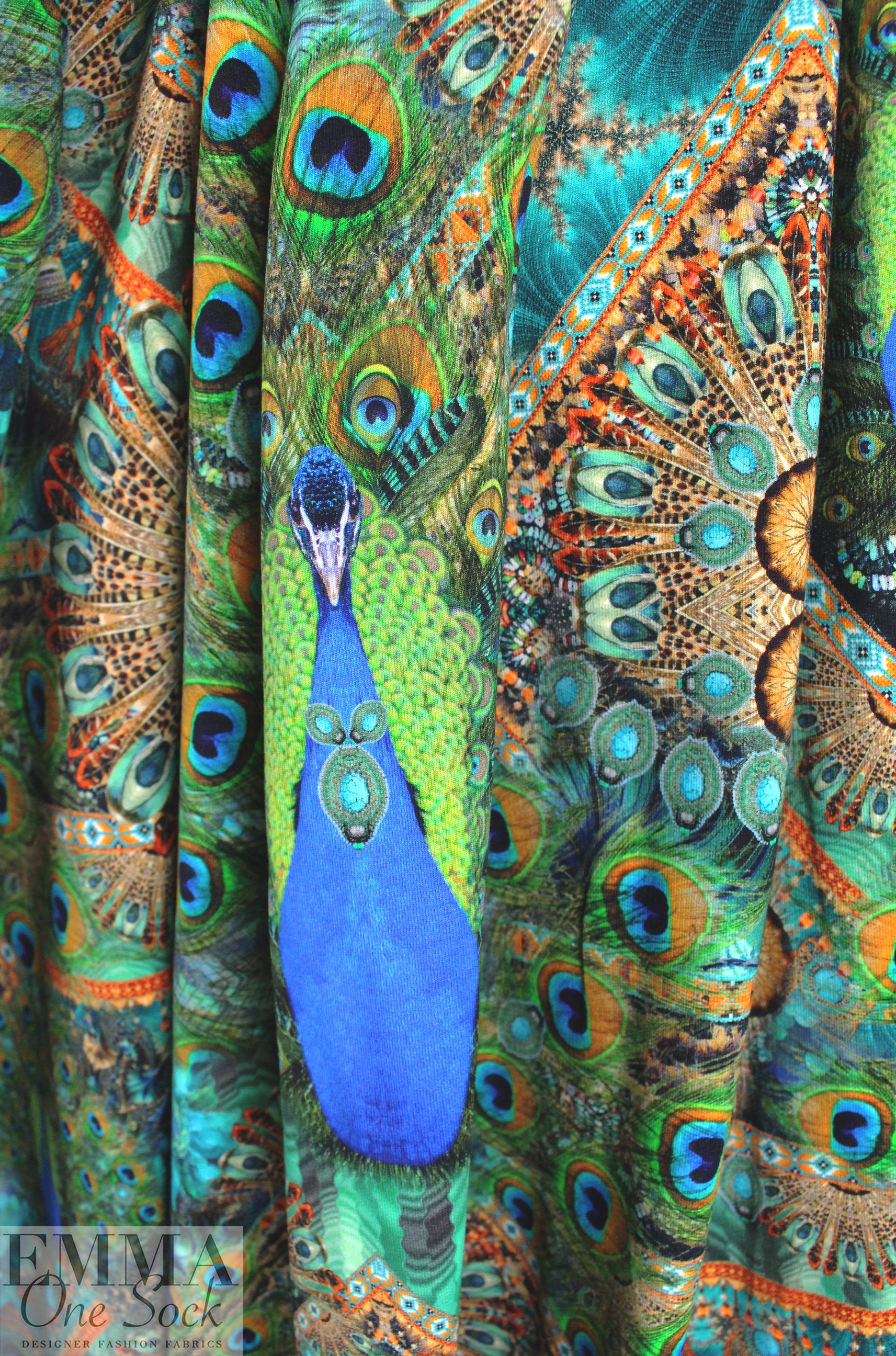 Dutch digital 'peacock' Fr. terry Oeko-Tex certified 1.75 yds