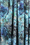 Dutch digital 'blue rose odyssey' cotton knit Oeko-Tex cert. 1.75 yds