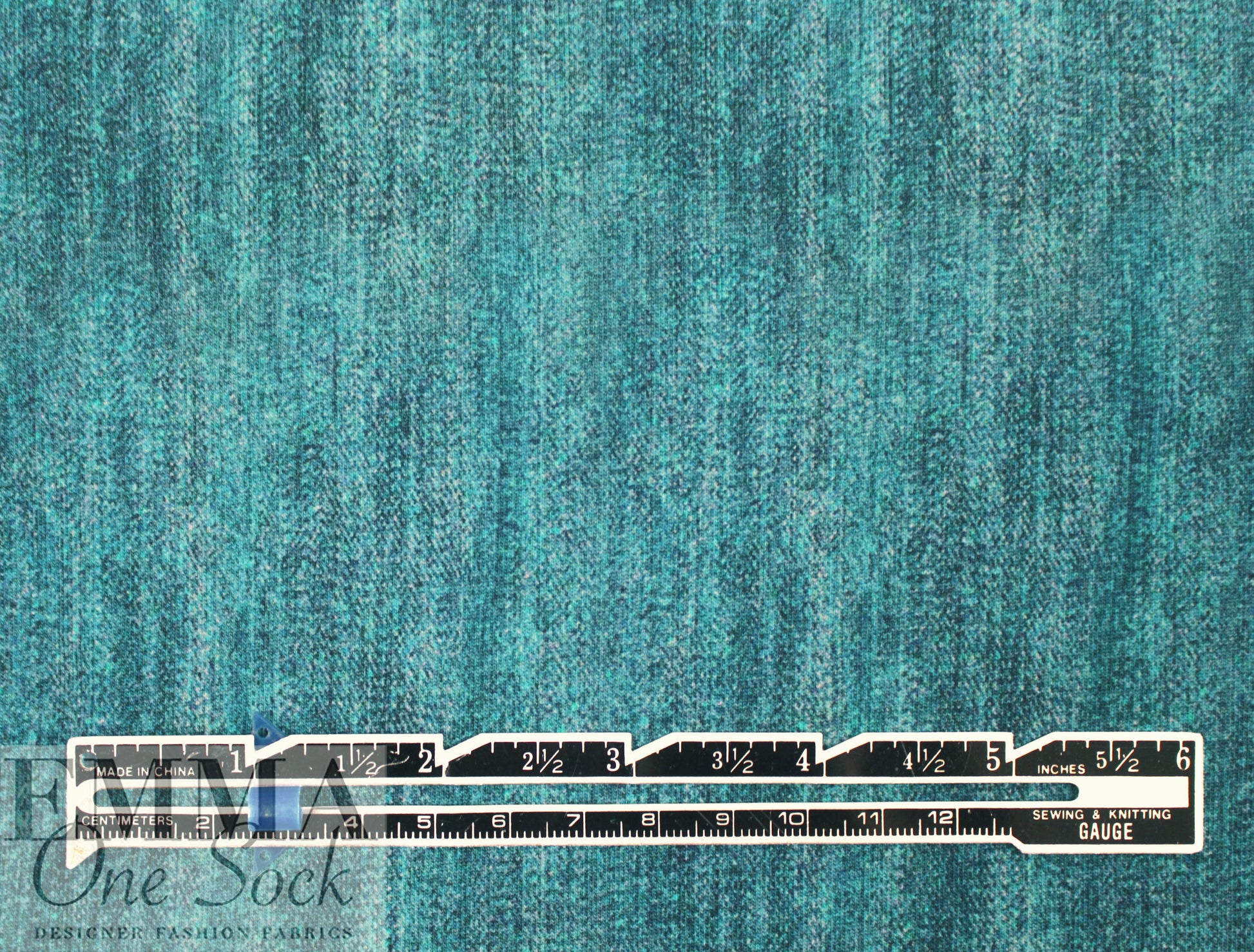 Dutch digital 'teal denim look' cotton knit Oeko-Tex cert. 1.25 yds