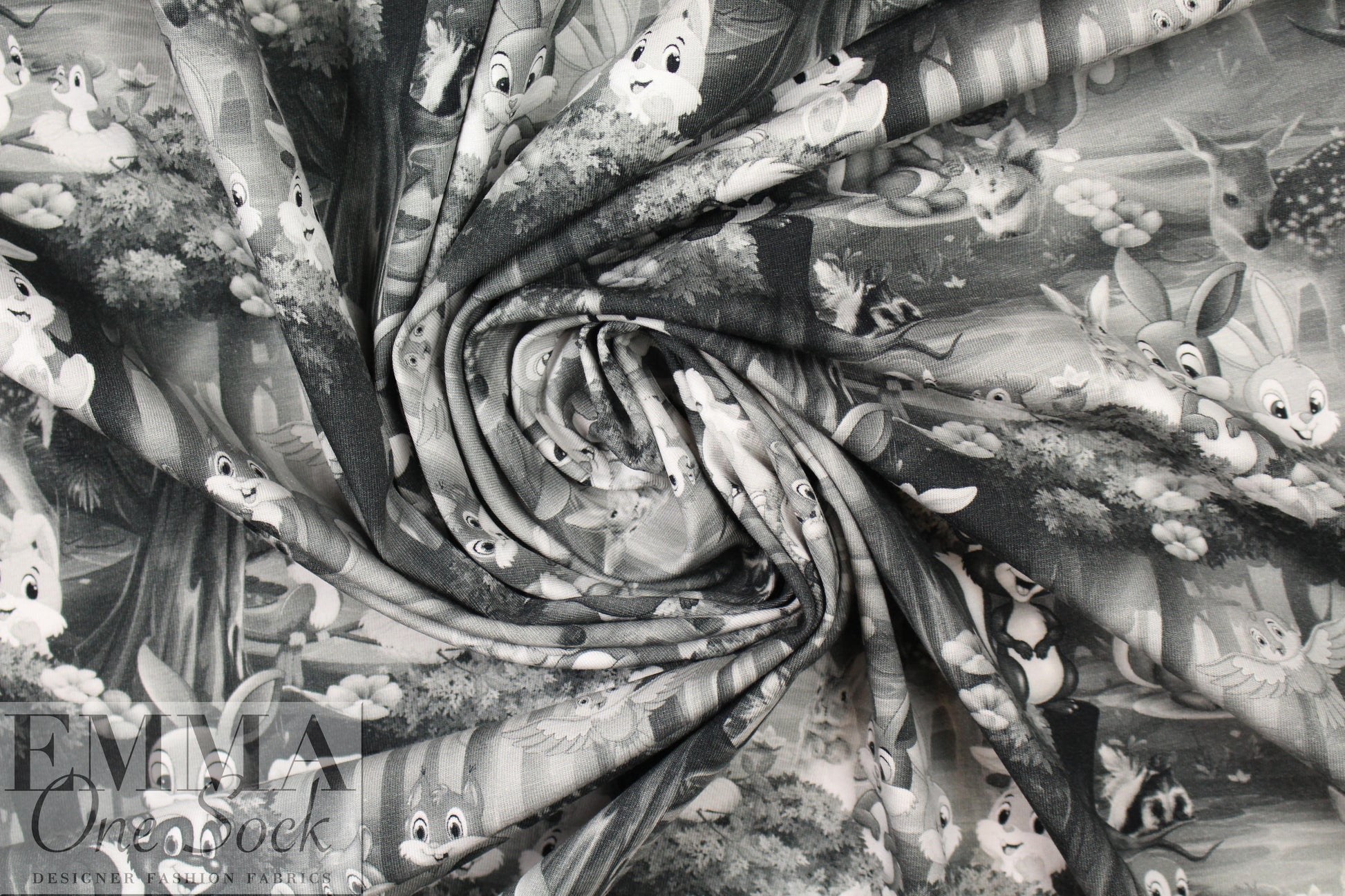 Dutch digital Bambi knit Oeko-Tex cert. - grayscale 1.25 yd