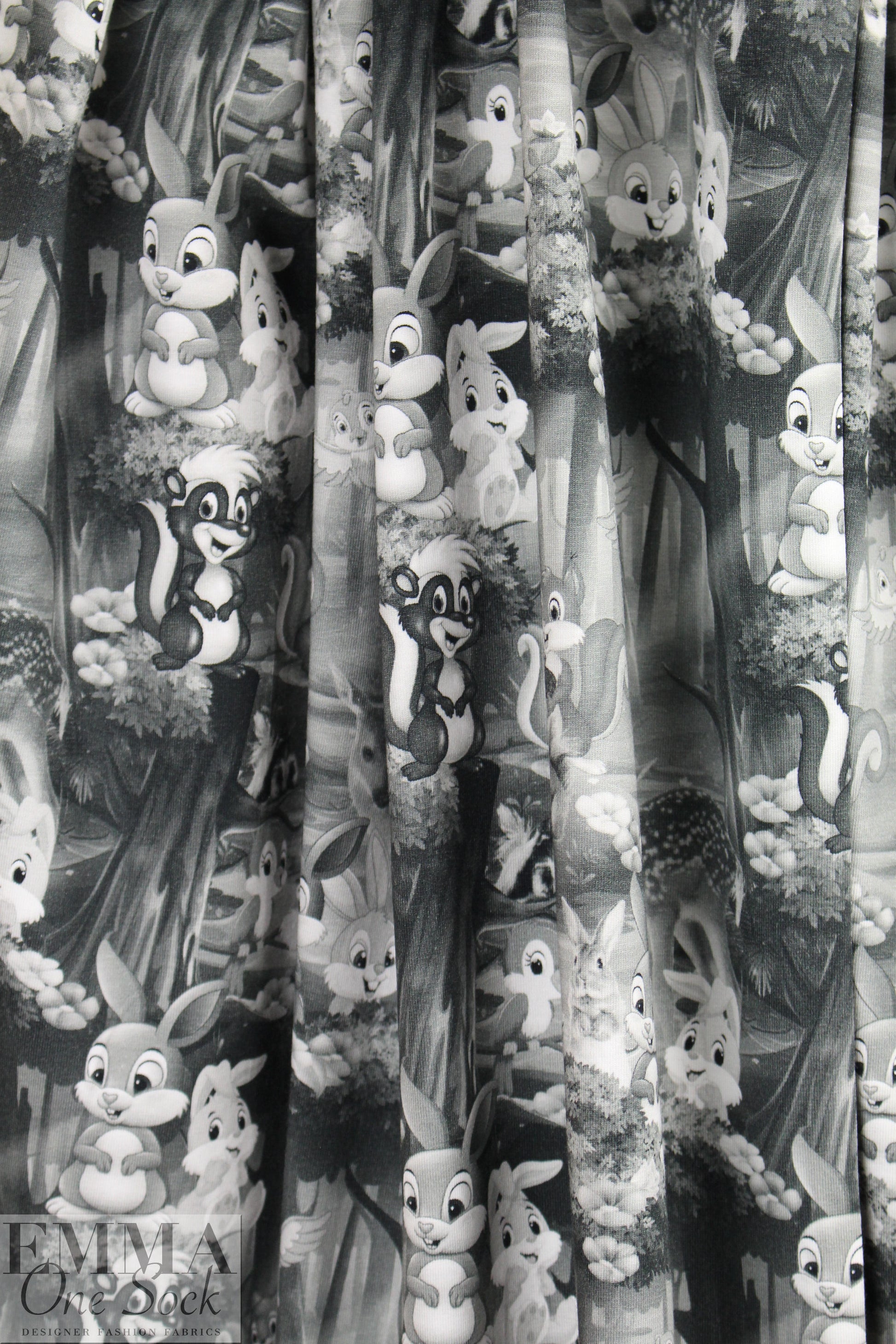 Dutch digital Bambi knit Oeko-Tex cert. - grayscale 1.25 yd