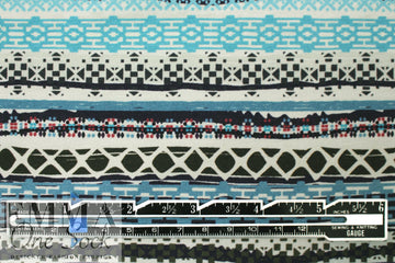 Dutch digital 'fairisle blues' cotton knit Oeko-Tex cert. 1.75 yd