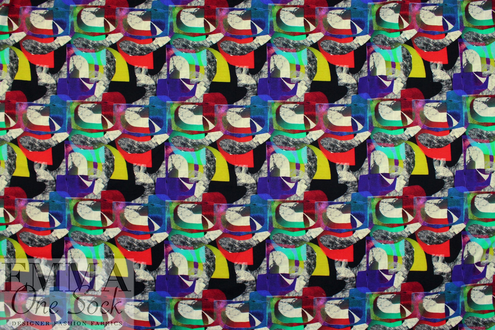 Dutch digital 'abstract cut-outs' cotton knit Oeko-Tex cert. 1.625 yds