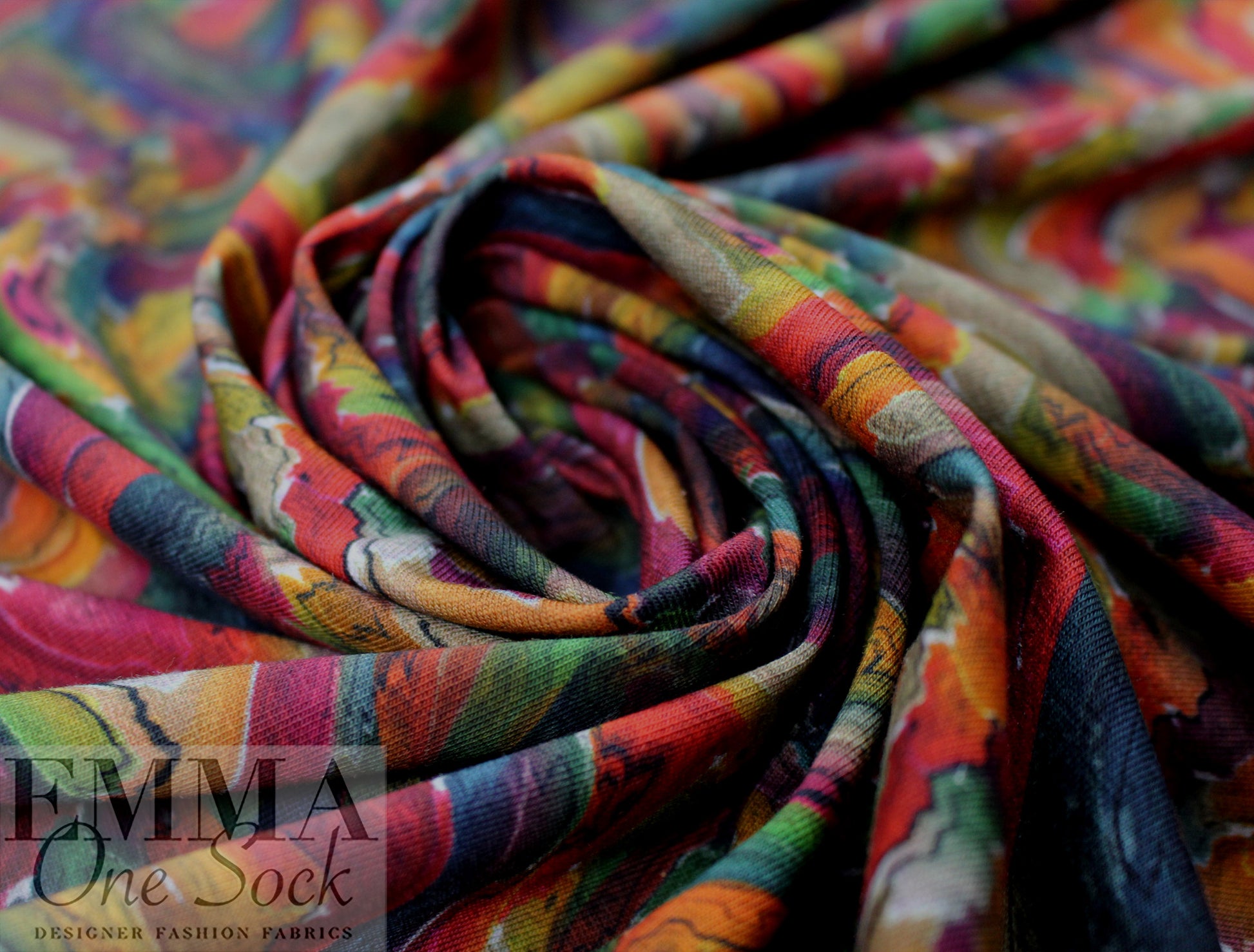 Dutch digital 'prismata 2' cotton knit Oeko-Tex cert. .5 yds