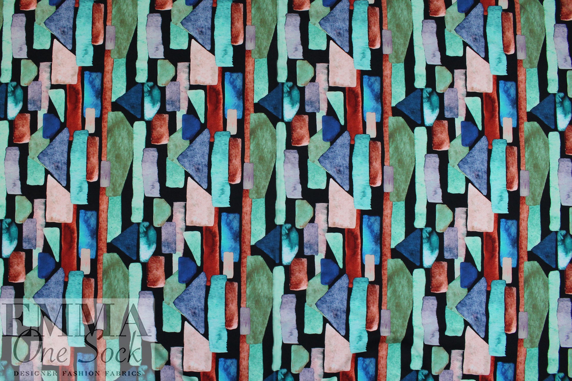 Dutch digital 'painted shapes 1' cotton knit Oeko-Tex cert. .75 yds