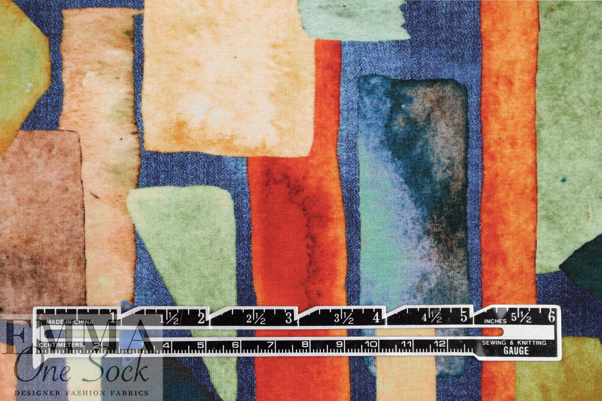 Dutch digital 'painted shapes 2' cotton knit Oeko-Tex cert. 1.375 yd