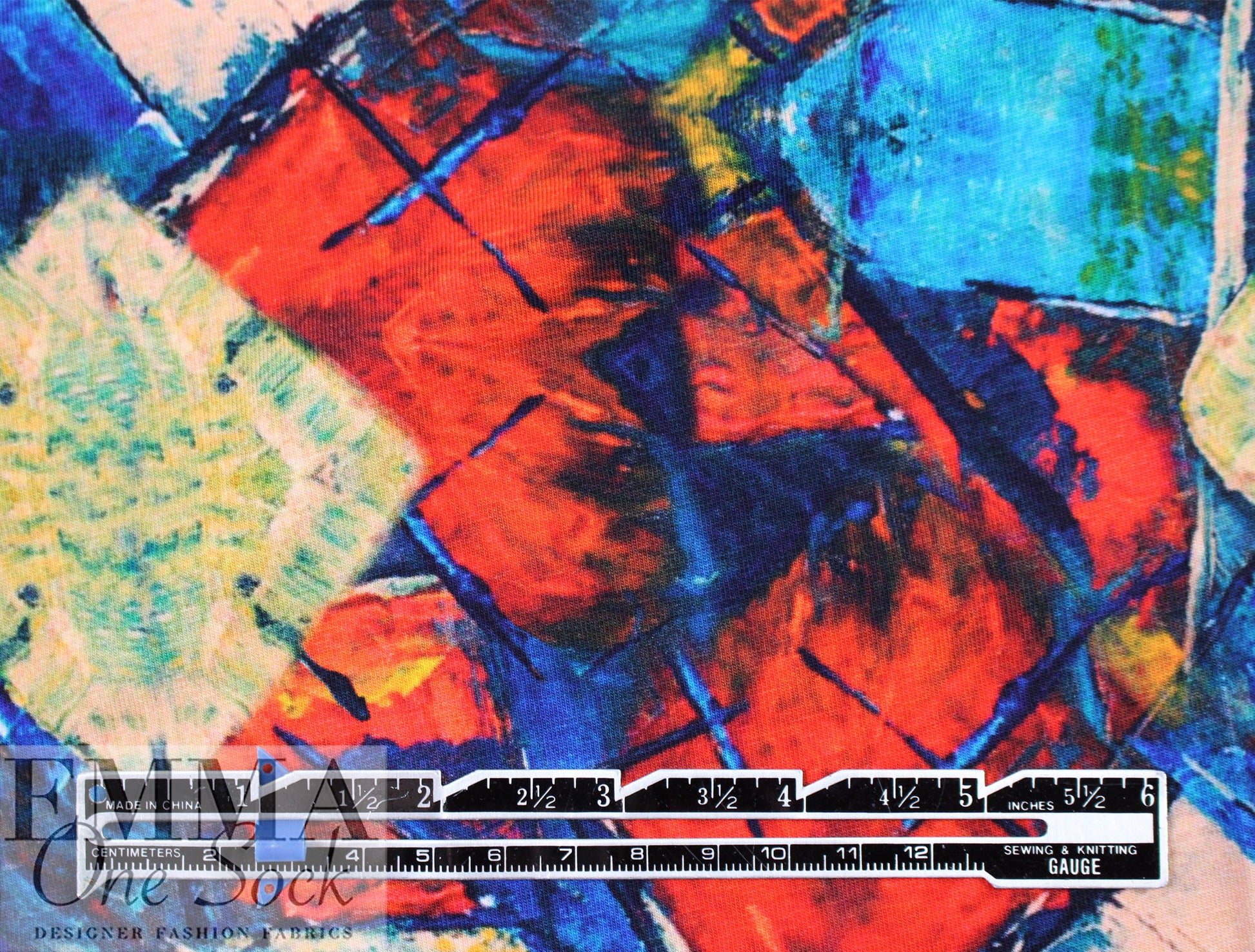 Dutch digital 'refraction action' cotton knit Oeko-Tex cert. .5 yds