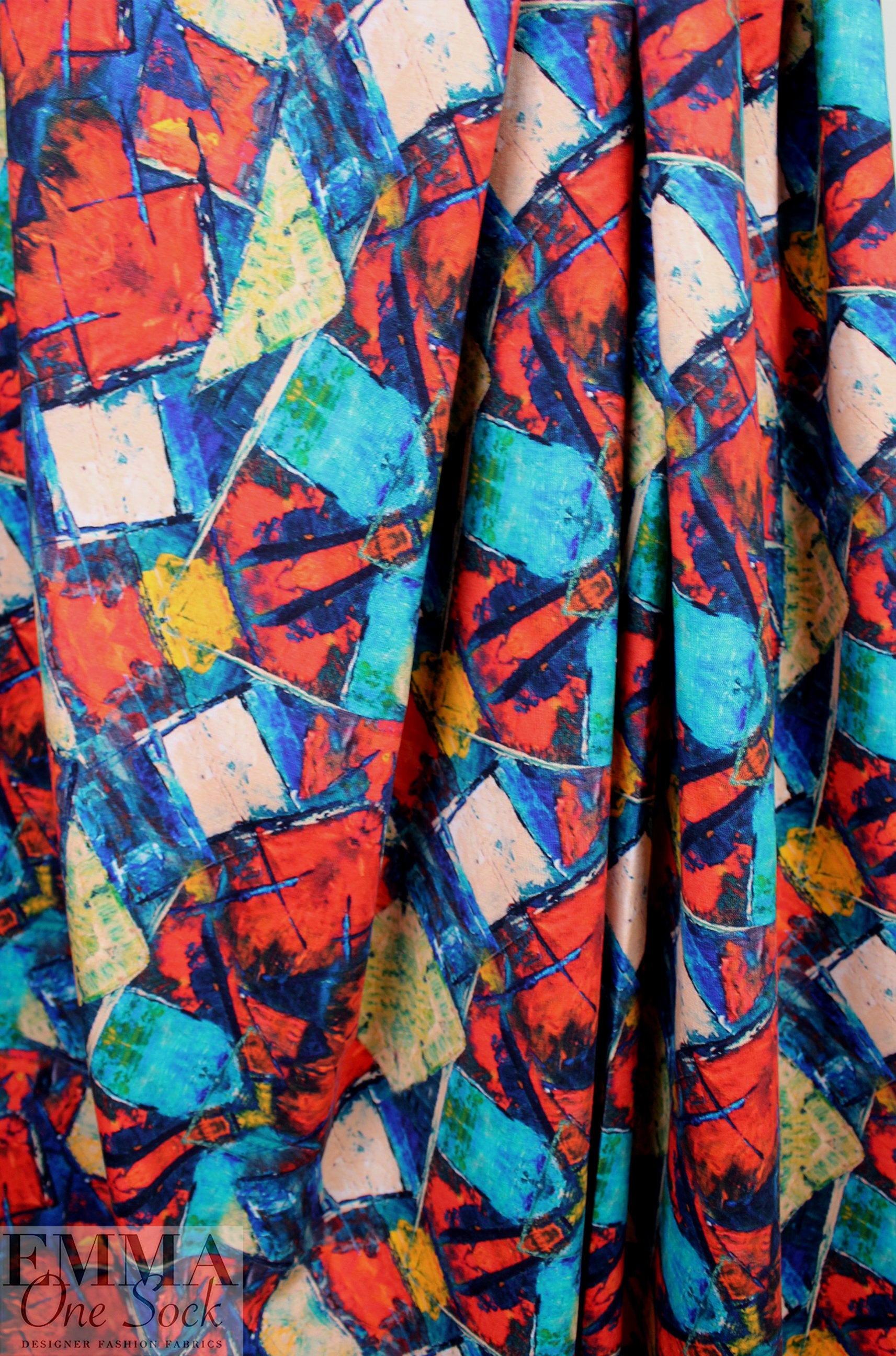 Dutch digital 'refraction action' cotton knit Oeko-Tex cert. .5 yds