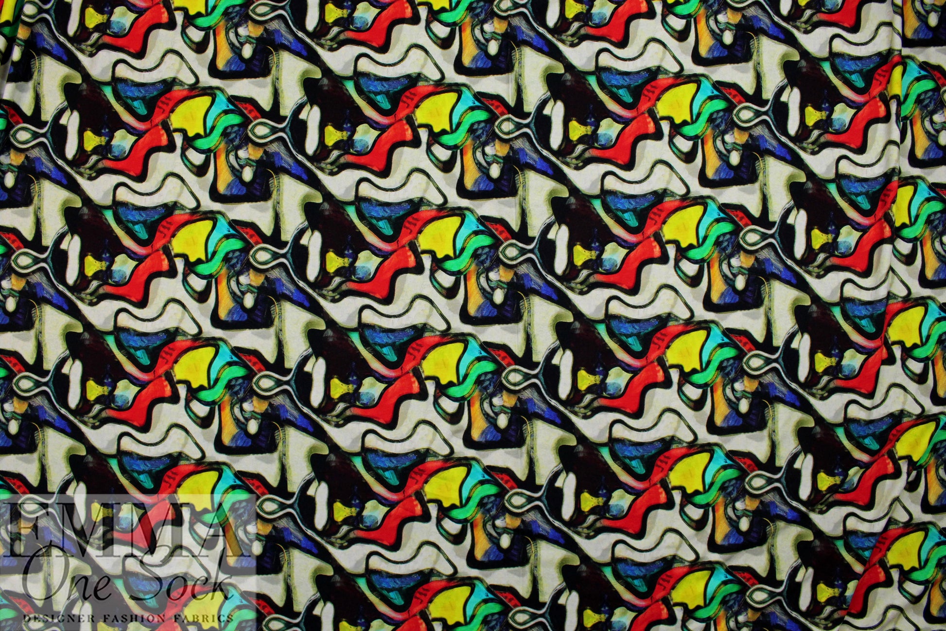 Dutch digital 'abstract contours' cotton knit Oeko-Tex cert. 1 yard