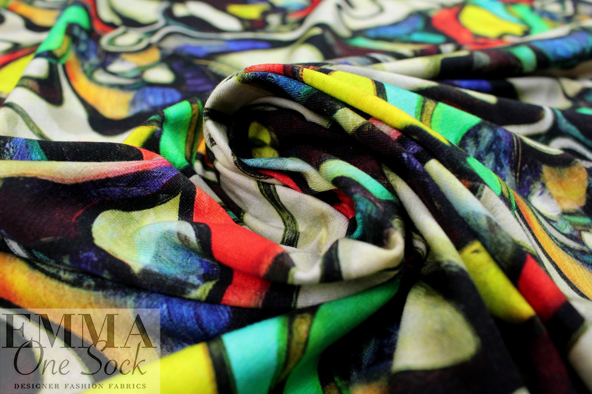 Dutch digital 'abstract contours' cotton knit Oeko-Tex cert. 1 yard