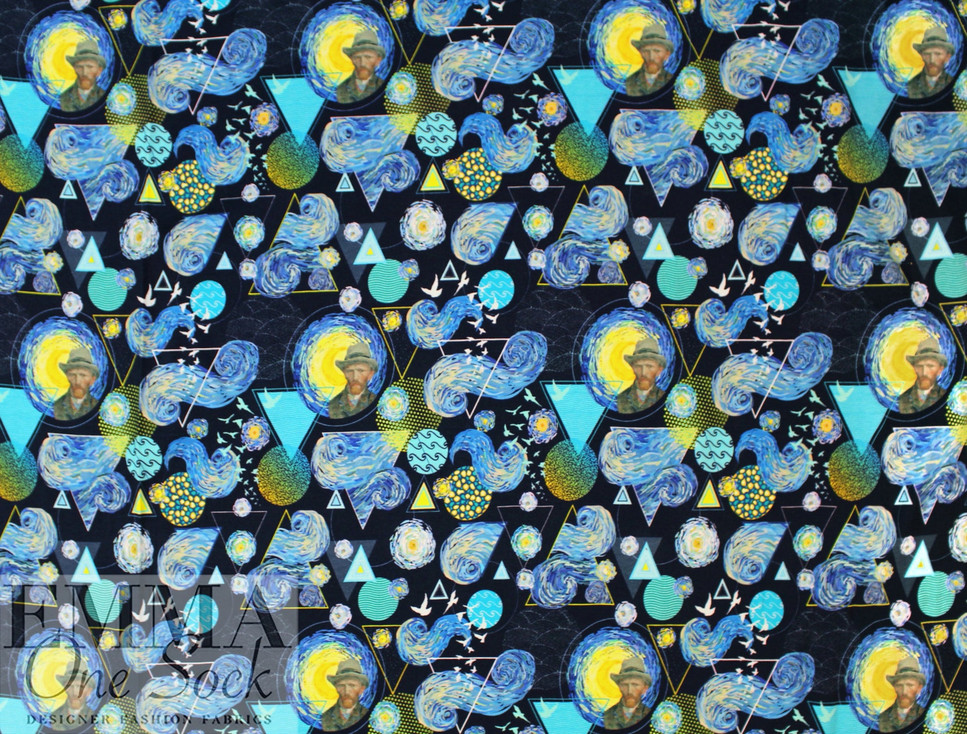 Dutch digital 'Van Gogh's study' cotton knit Oeko-Tex cert. .625 yds