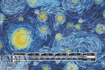 Dutch digital 'starry night' cotton knit Oeko-Tex cert. 1.375 yds