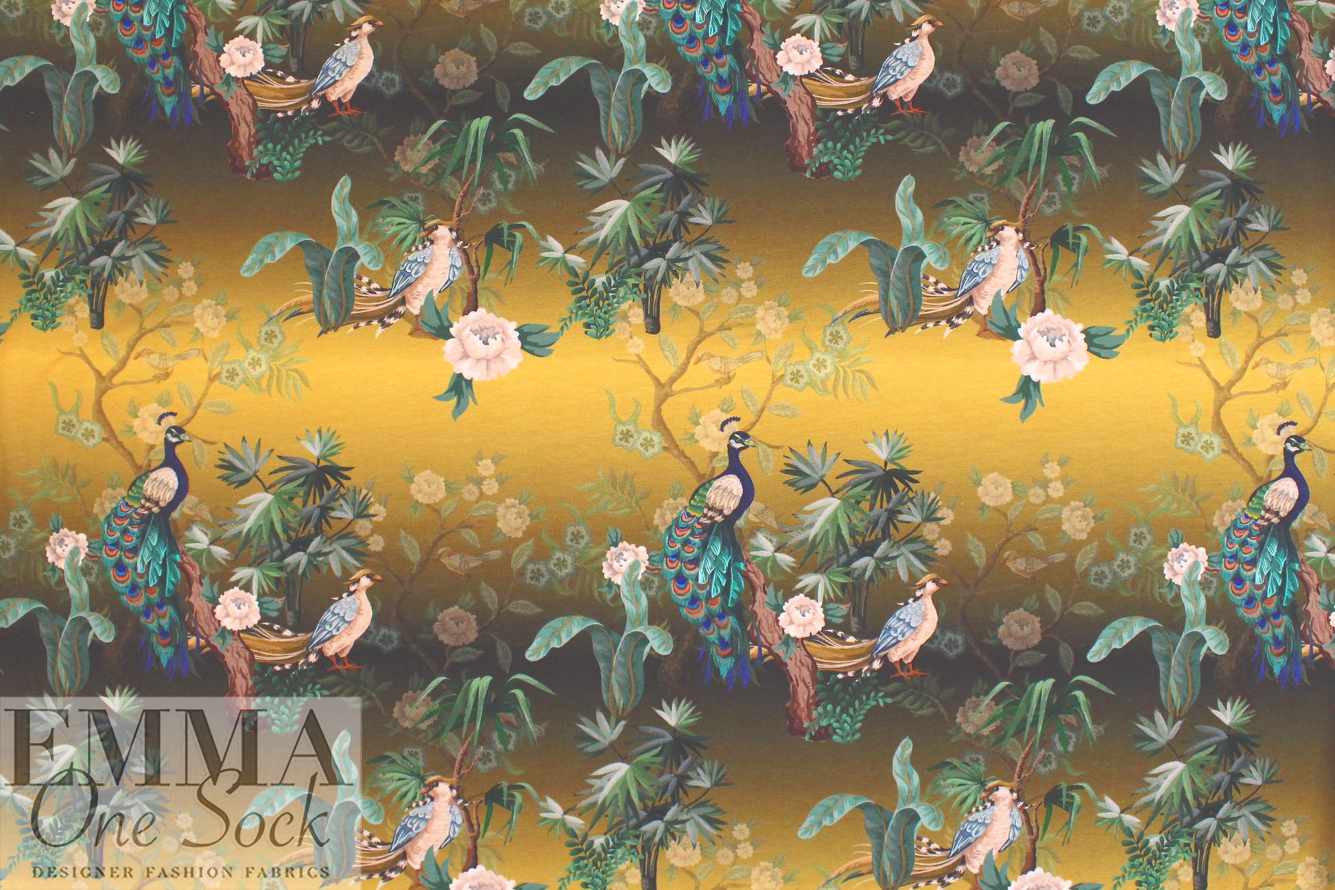 Dutch digital 'exotic aviary' cotton knit 2 Oeko-Tex cert. 1.5 yds