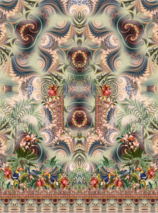 Dutch digital 'tropical fractals' knit Oeko-Tex certified panel  2 yd