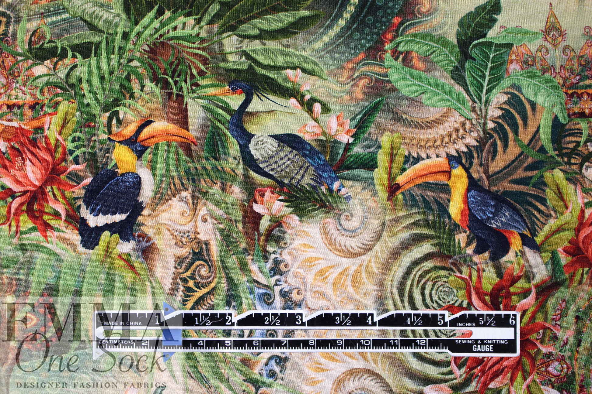 Dutch digital 'tropical fractals' viscose knit--Oeko-Tex .5 yds