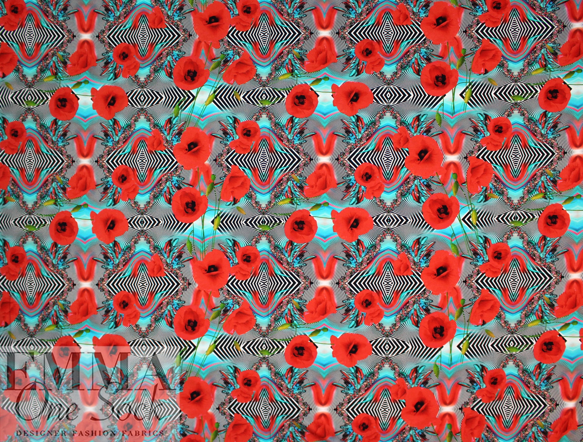 Dutch digital 'poppy illusion' cotton knit Oeko-Tex cert. 1.75 yds