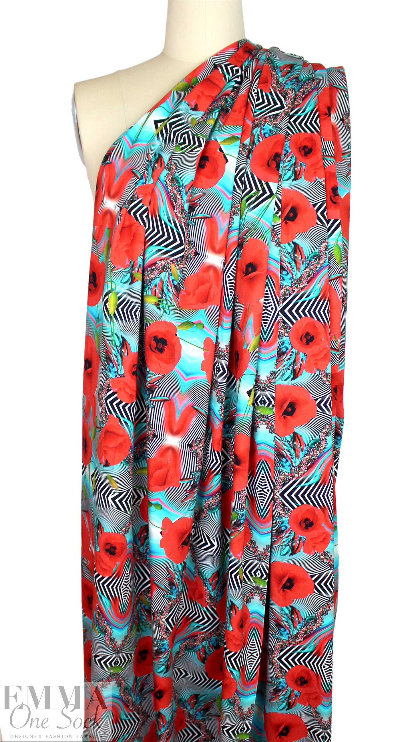 Dutch digital 'poppy illusion' cotton knit Oeko-Tex cert. 1.66 yd