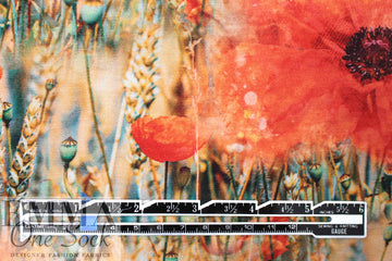 Dutch digital 'poppy meadow' cotton knit Oeko-Tex cert. 2 yd