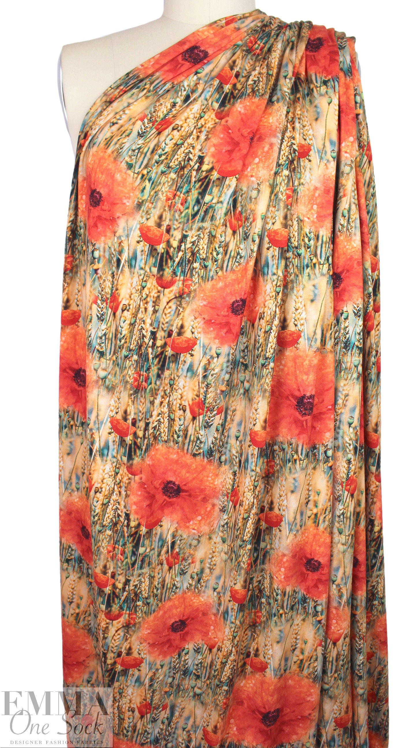 Dutch digital 'poppy meadow' cotton knit Oeko-Tex cert. 2 yd