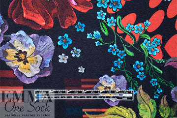 Dutch digital 'land of flowers' knit Oeko-Tex certified panel  2.2 yds - 1 Panel