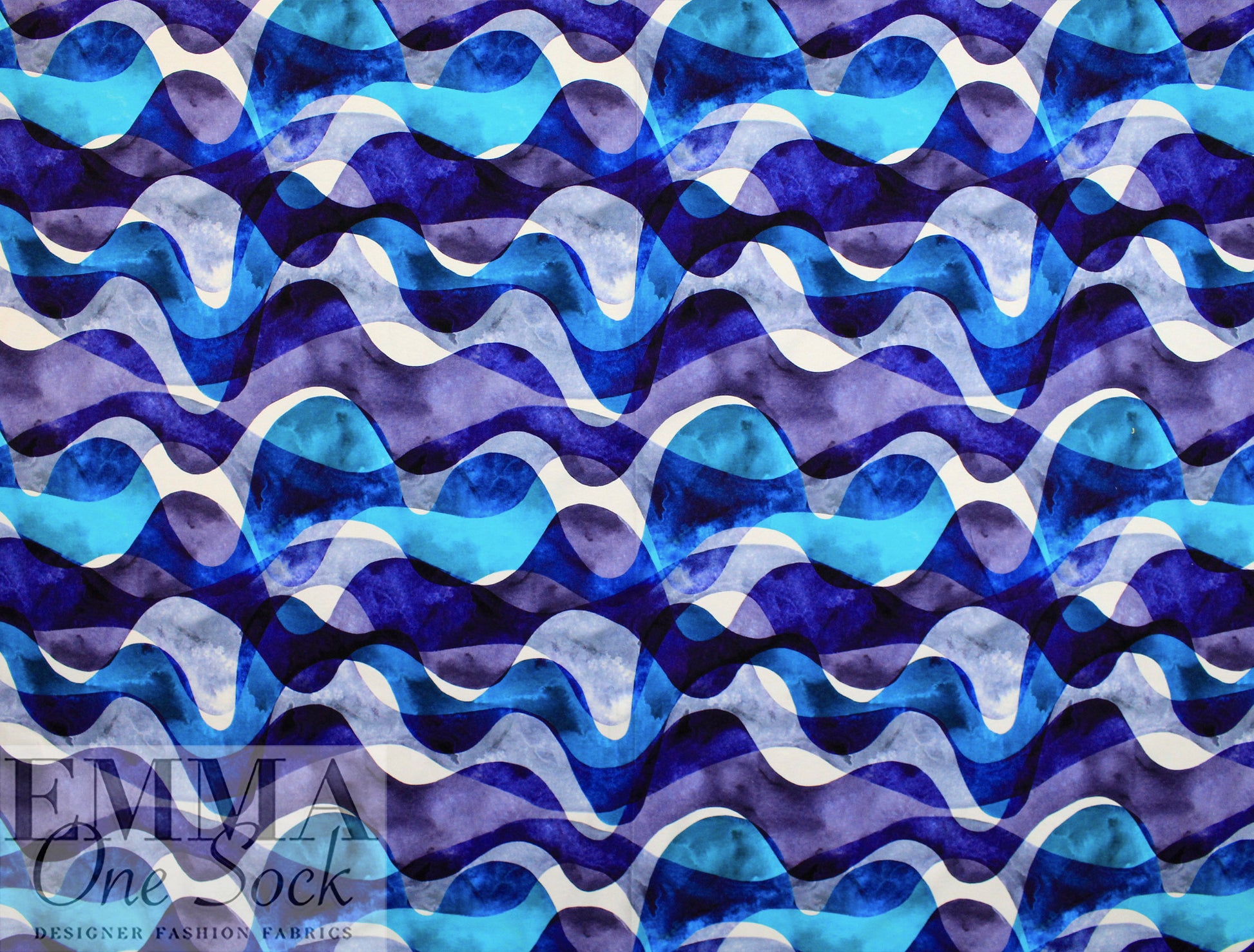 Dutch digital 'blue tide' cotton knit Oeko-Tex cert. 1 yard