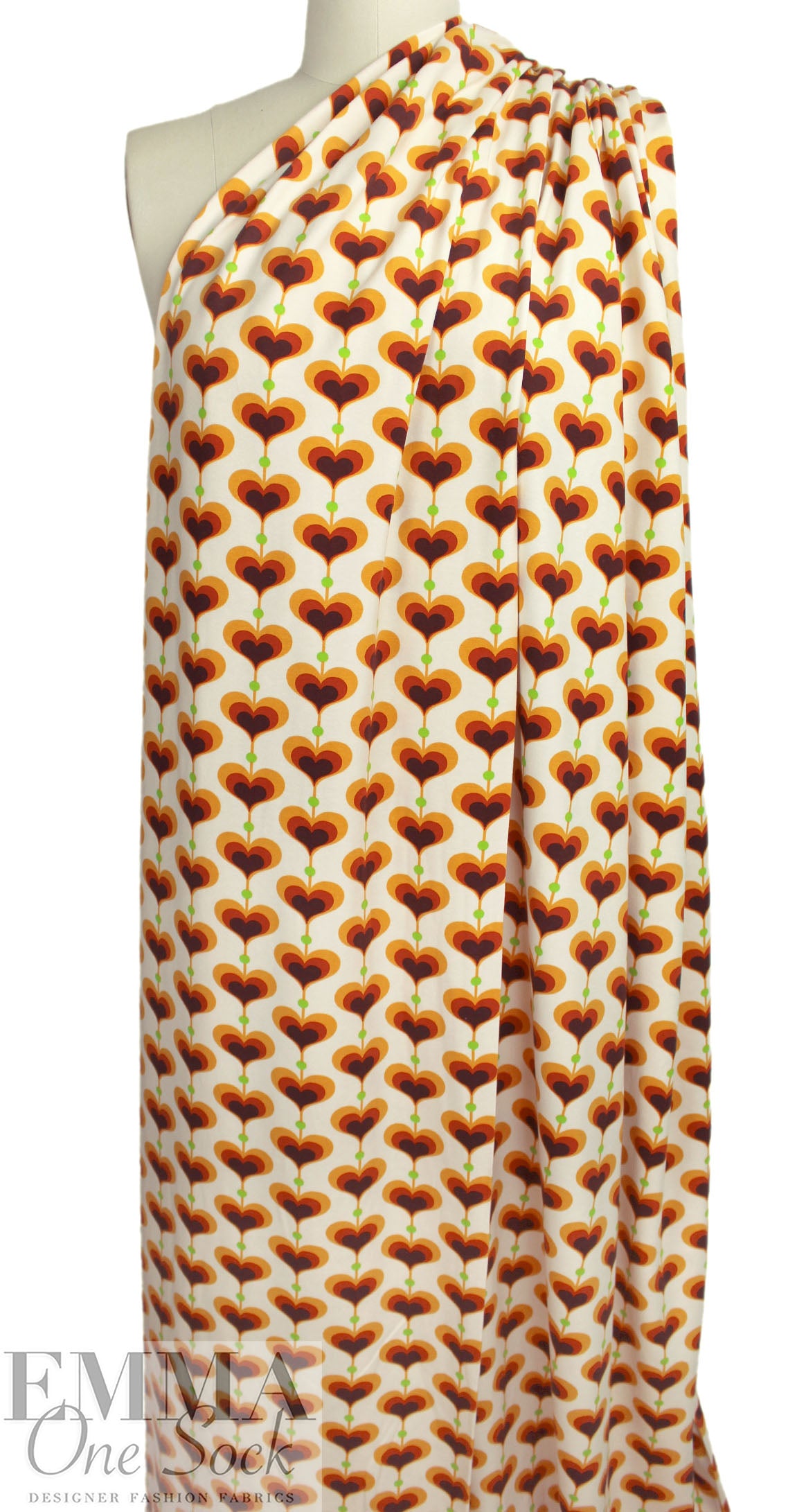 Dutch digital 'heart strings' cotton knit PROMO!  - pumpkin/cream .5 yds